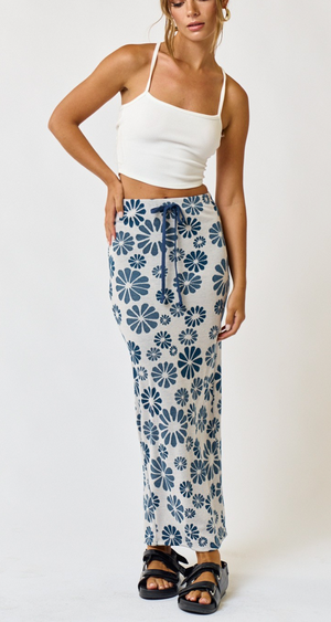 Blue Floral Maxi Skirt