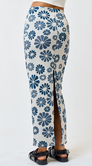 Blue Floral Maxi Skirt