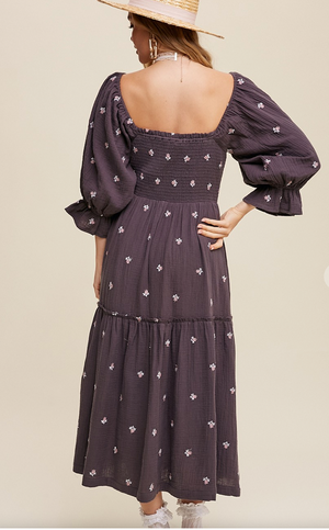 Midnight embroidered maxi dress