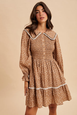 Smocked Doll Collar Mini Dress