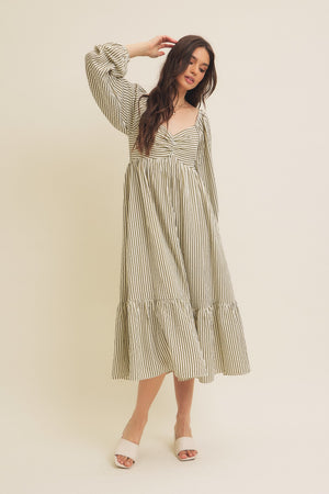 Olive ballon sleeve dress