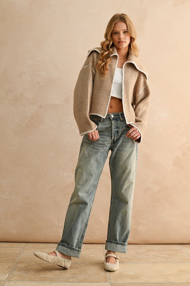 Stitch Detailed Sweater Cardigan