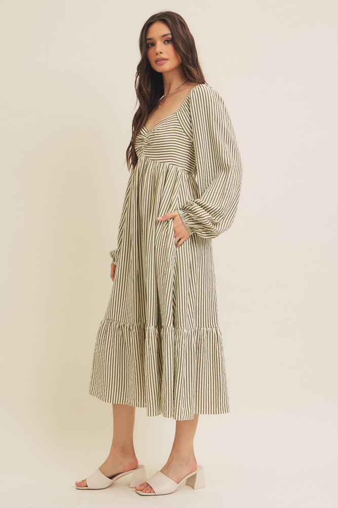 Olive ballon sleeve dress