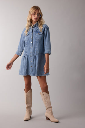 Denim Button-up Mini Dress
