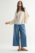 Cream Drop Shoulder Loose Blouse