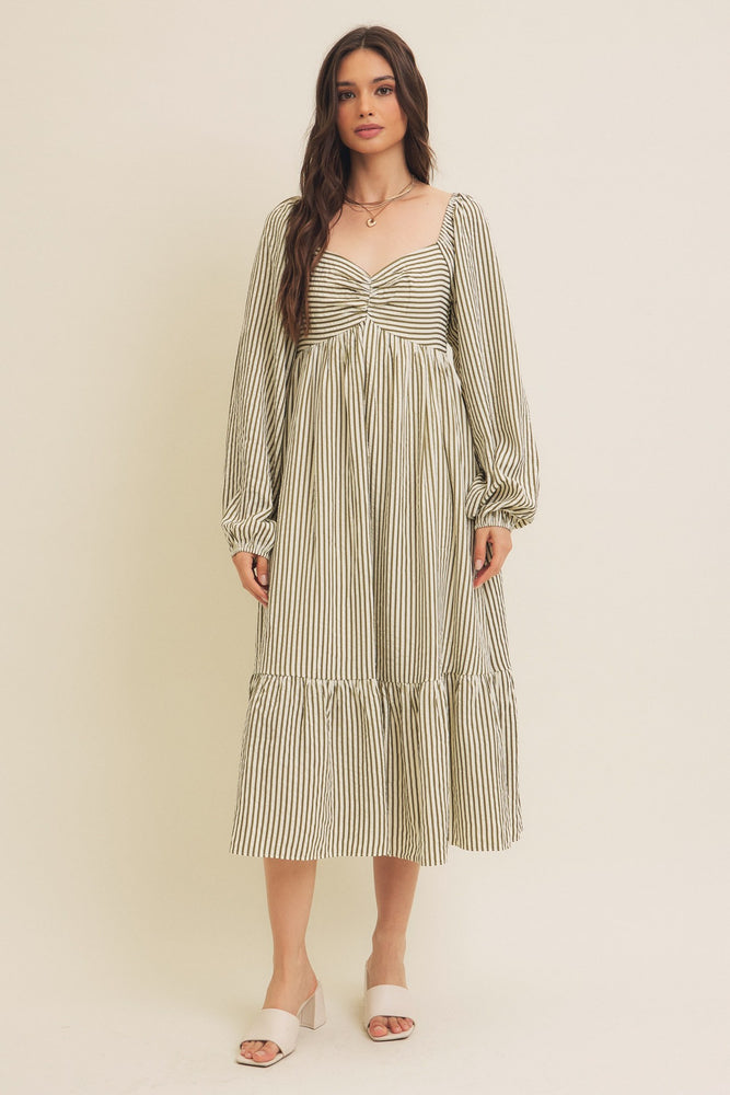 Olive ballon sleeve dress