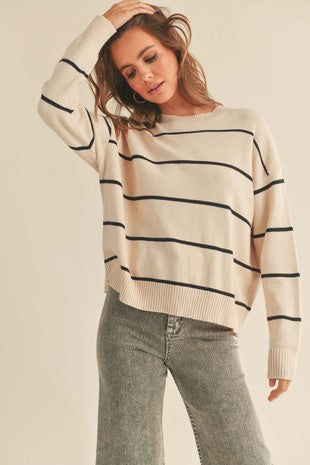 Beige and black stripe sweater