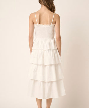 White ruffle tiered dress