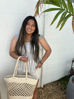 RUCHED STRIPE PEPLUM BLOUSE