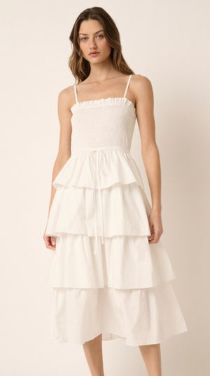 White ruffle tiered dress
