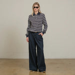 Navy Striped Polo Long Sleeve