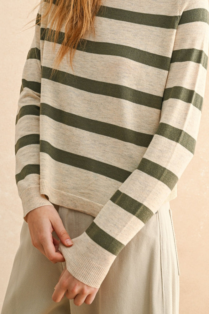 Olive striped top