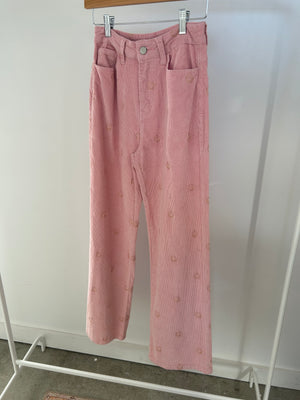 Pink Corduroy Smiley Pants