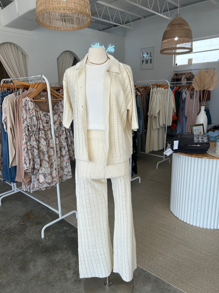 Cream Vacay button Down