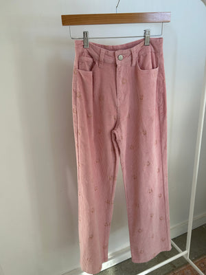 Pink Corduroy Smiley Pants