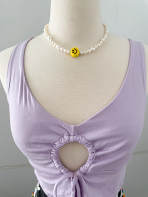 Fresh water pearl smiley necklace