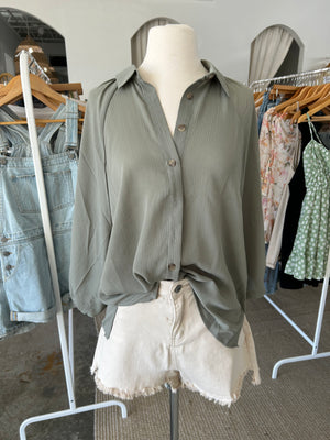 Olive Balloon Blouse