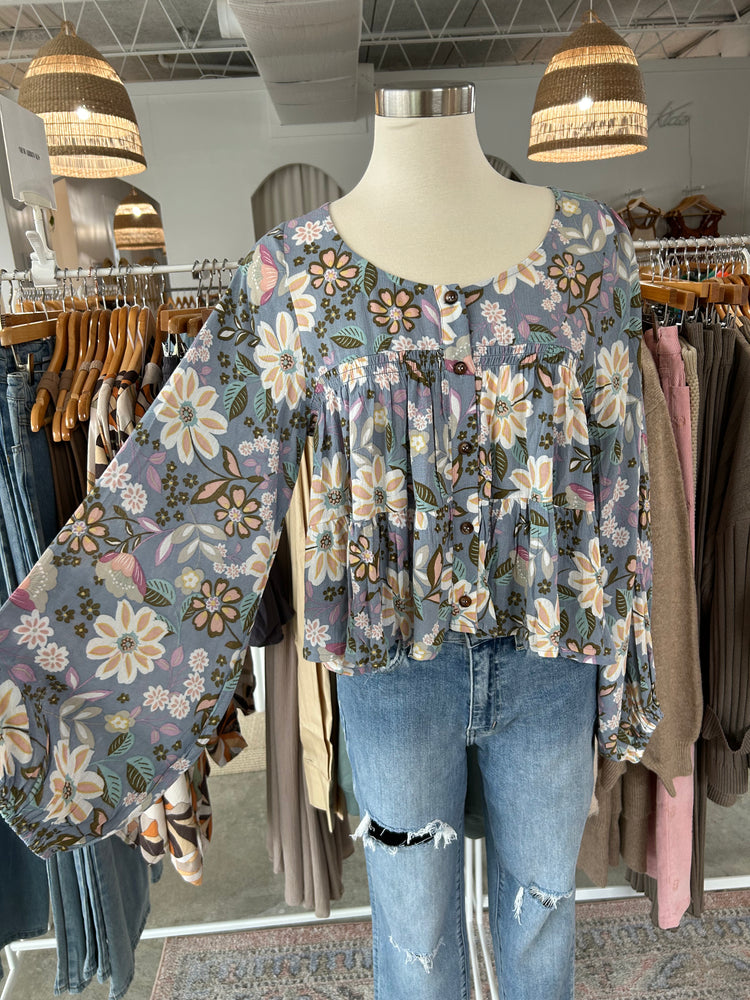 Blue Floral Blouse