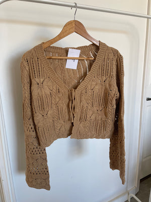 Taupe tan crochet top
