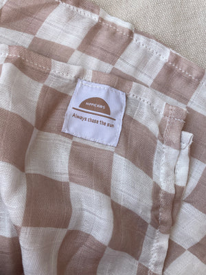 Baby Tan Checkered Board Swaddle