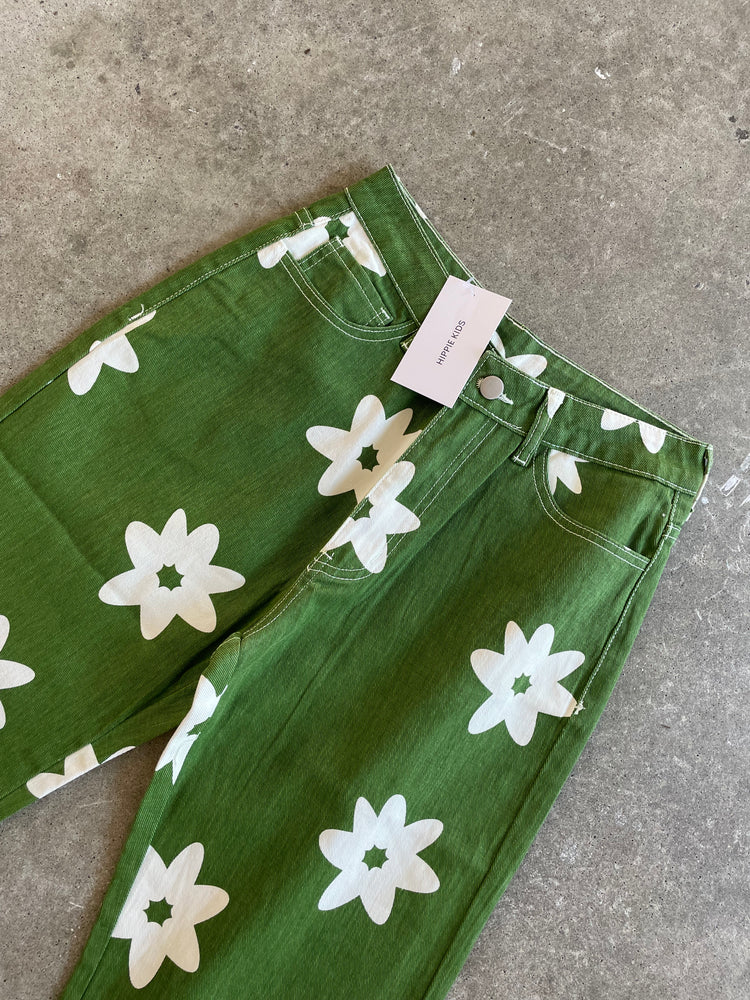 Green Daisy Pants