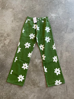 Green Daisy Pants